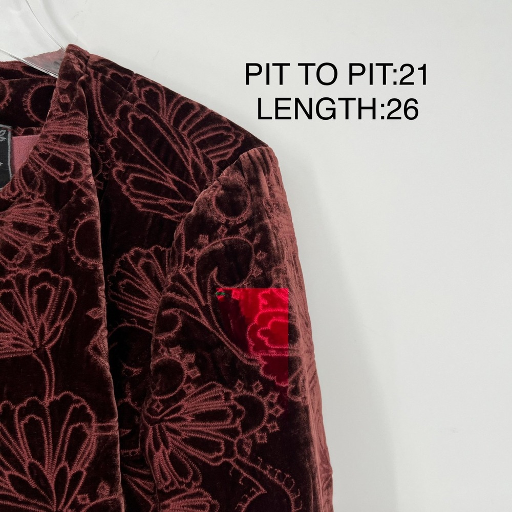 Johnny Was Jacket Womens M Red Velvet Floral Embroidered Quilted Boho Western - Picture 3 of 8